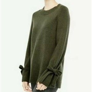 Ann Taylor Size XS Wool Cashmere Blend Tunic Sweater Bell Sleeves Olive Green
